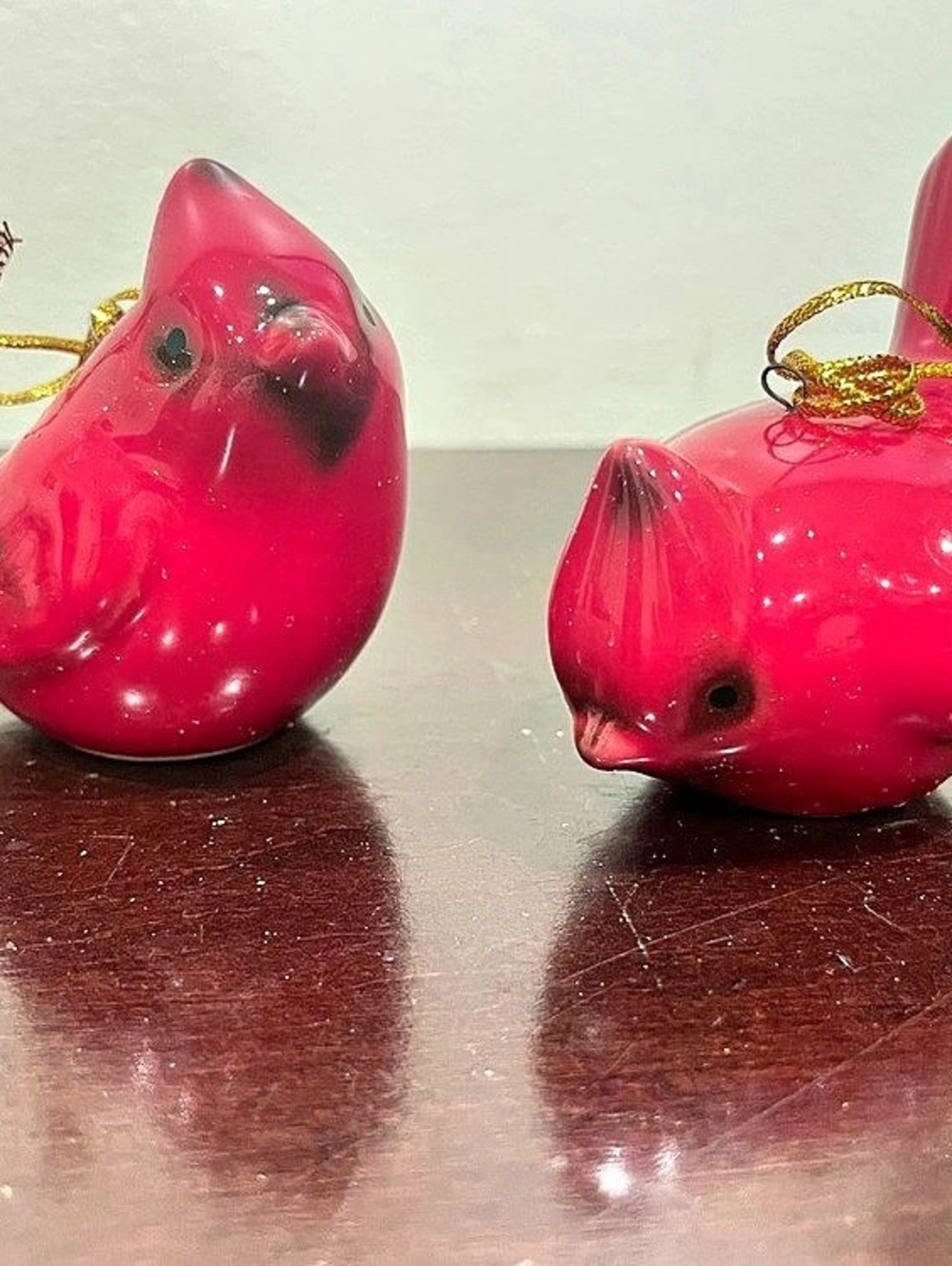 Red Bird Holiday Ornaments Set of 2